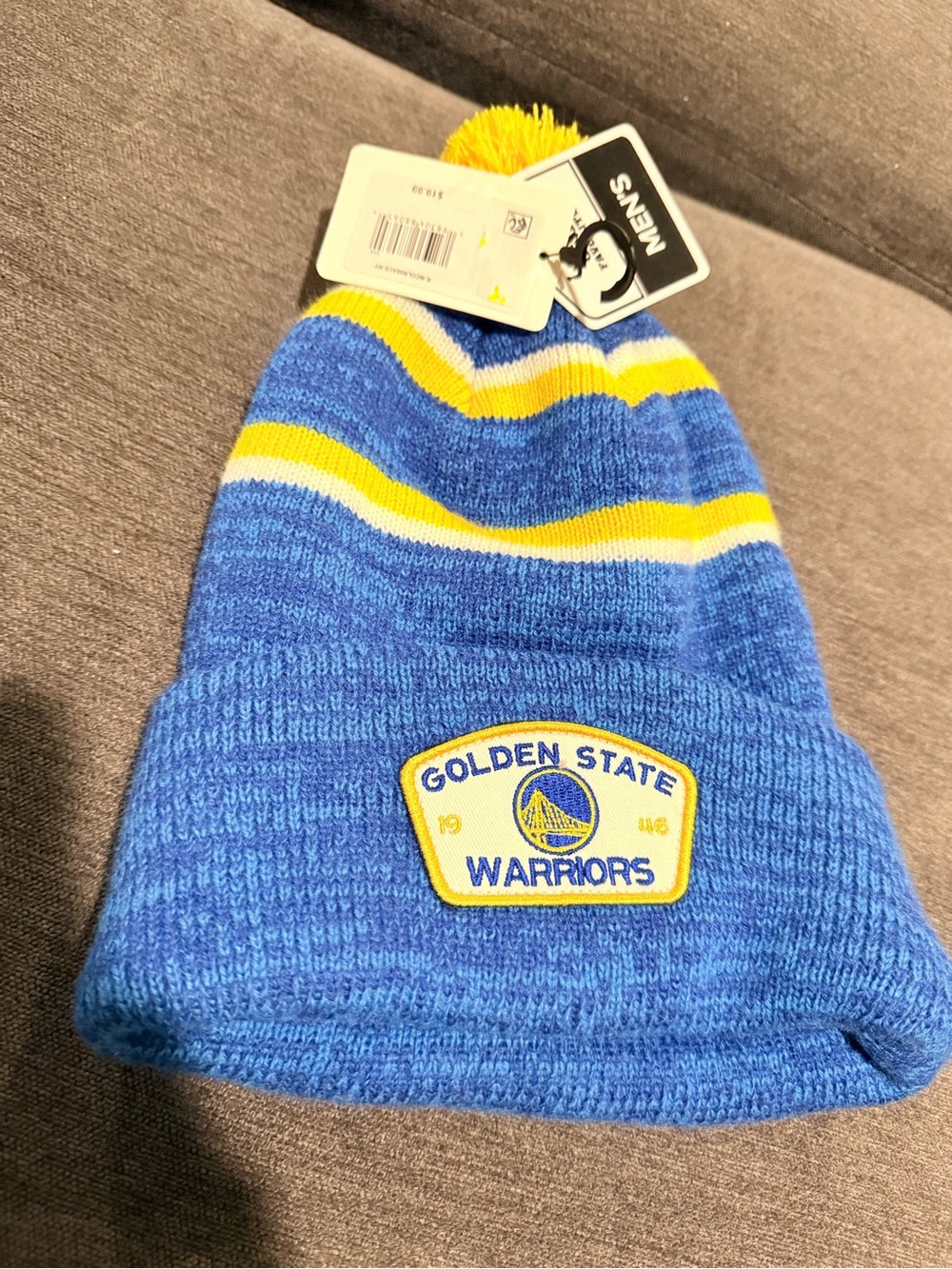 Men’s Blue & Yellow NBA Golden State Warriors Pom Beanie